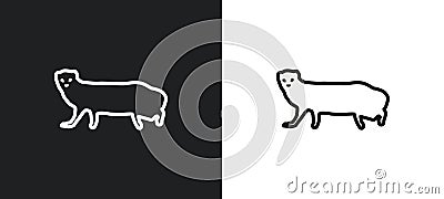 mongoose outline icon in white and black colors. mongoose flat vector icon from animals collection for web, mobile apps and ui Vector Illustration
