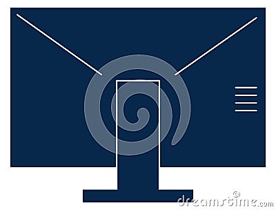 Monitor back view. Computer display black icon Vector Illustration