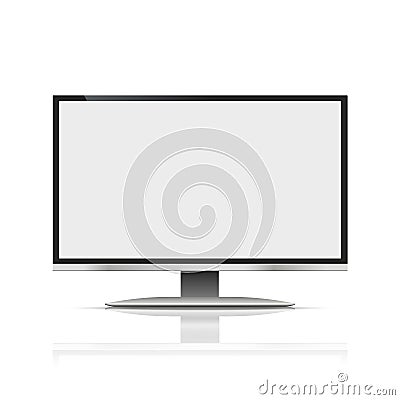 Monitor black color with blank screen on the grey background. stock vector illustration eps10 Vector Illustration