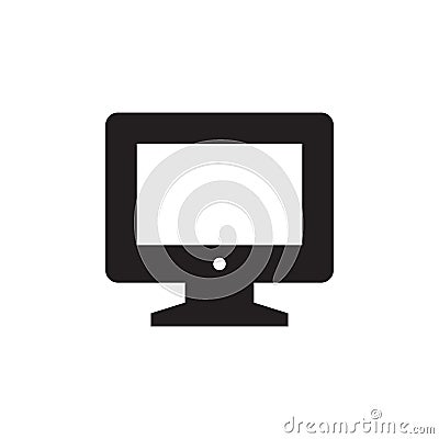Monitor - black icon on white background vector illustration for website, mobile application, presentation, infographic. Computer Vector Illustration