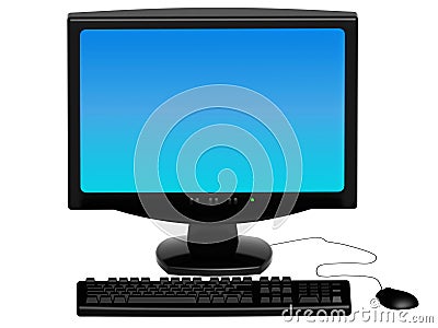 monitor with black keyboard Stock Photo