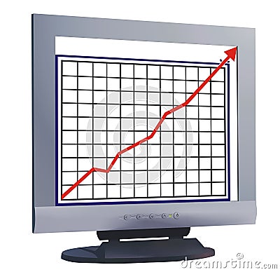 Monitor with chart line Stock Photo