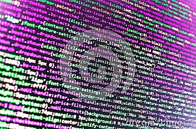 Monitor closeup of function source code. Stock Photo