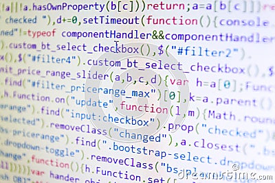 Monitor closeup of function source code. Stock Photo