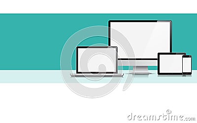 Monitor Computer Laptop Tablet Phone Vector Vector Illustration