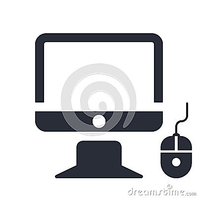 Monitor and computer mouse icon vector sign and symbol isolated on white background, Monitor and computer mouse logo concept Vector Illustration