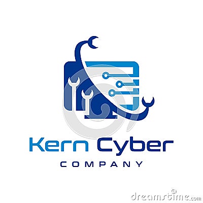 Monitor and computer repair logo design Vector Illustration