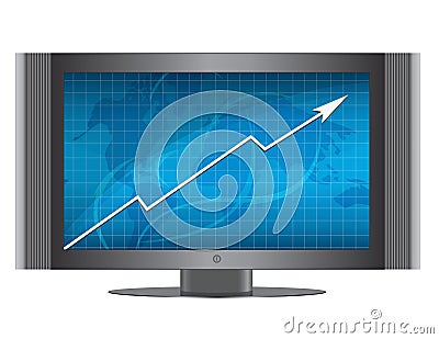 Monitor growth graph Vector Illustration