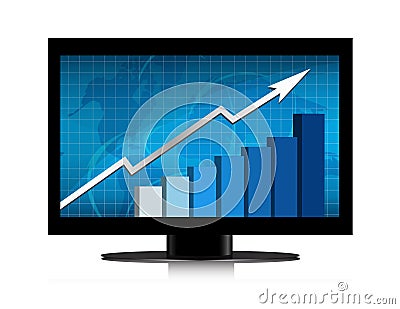 Monitor growth graph Vector Illustration