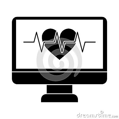 Monitor heartbeat cardiology rhythm pictogram Vector Illustration