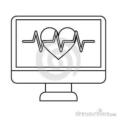 Monitor heartbeat cardiology rhythm thin line Vector Illustration