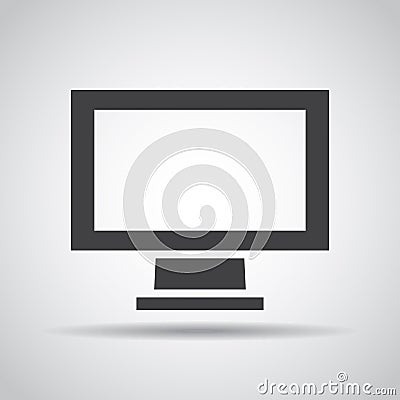 Monitor icon with shadow on a gray background. Vector illustration Cartoon Illustration