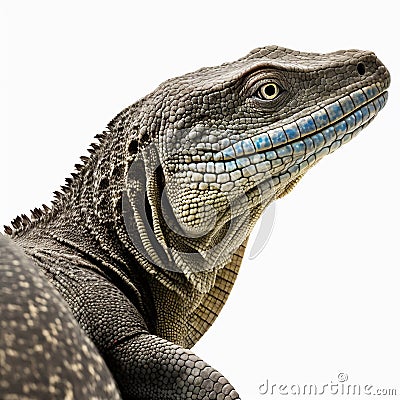 Monitor lizard from Komodo island close-up isolated on white, Stock Photo