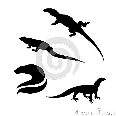 Monitor lizard vector silhouettes Vector Illustration