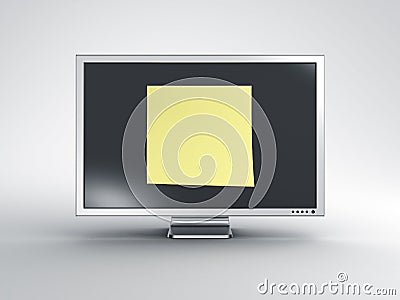 Monitor with oversized post it note Stock Photo