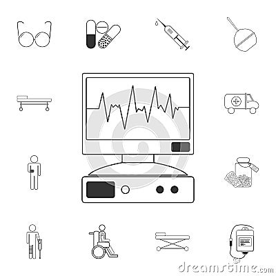 Monitor with palpitation icon. Simple element illustration. Monitor with palpitation symbol design from Medical collection set. Ca Cartoon Illustration