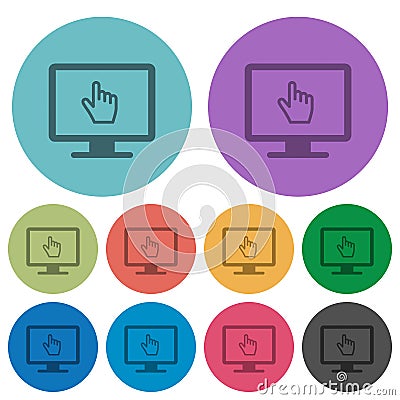 Monitor with pointing cursor color darker flat icons Stock Photo