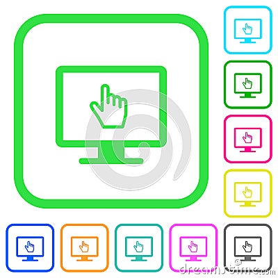 Monitor with pointing cursor vivid colored flat icons Stock Photo
