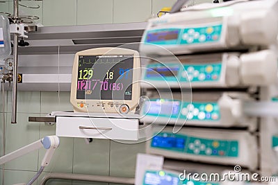 Monitor resuscitation and anesthesia. operating. Stock Photo