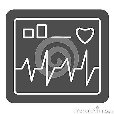 Monitor screen displays heart rate solid icon, Healthcare concept, cardiogram device sign on white background Vector Illustration