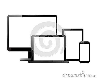 Monitor smartphone laptop tablet set Vector Illustration