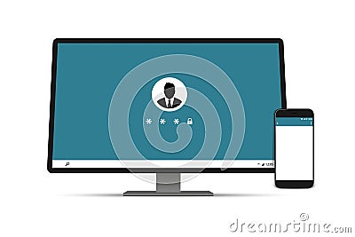 Monitor Sreen Display And Mobile Phone Mockup Templates For Presentations - Different Vector Illustrations Isolated On White Vector Illustration