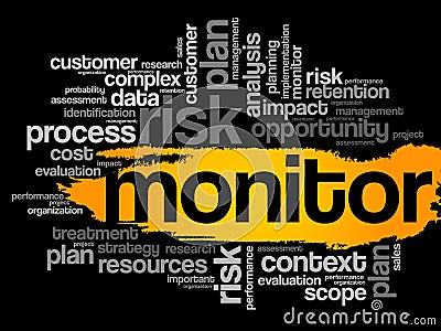 Monitor word cloud background Stock Photo