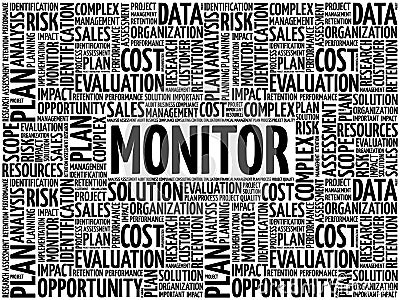 MONITOR word cloud collage Stock Photo