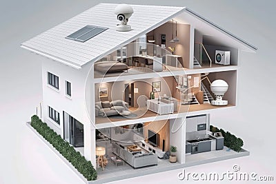 Monitored security concepts leverage automated alert systems, hidden cameras, and prevention tactics with watchful, wireless prote Cartoon Illustration