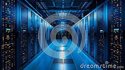 Monitoring Data Center Equipment with Predictive Maintenance Algorithms. Concept Data Center Stock Photo
