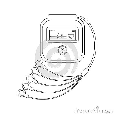 Daily monitoring of ECG. Holter for daily use. The device monitors the bleeding of the heart. And can prevent a heart attack Vector Illustration