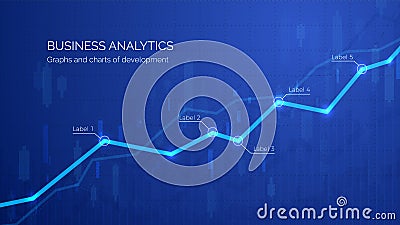 Monitoring finance profit and statistic. Graph chart of stock market investment trading. Abstract analisys and statistic diagram. Vector Illustration