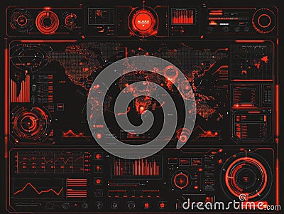 The monitoring interface of the firewall shows real-time data of attempted breaches that have been stopped. Stock Photo
