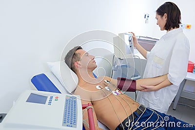 Monitoring patients hear rate Stock Photo