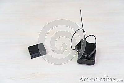 Monitoring system with an electronic bracelet. Penalty control gadget. Restriction of liberty and house arrest Stock Photo