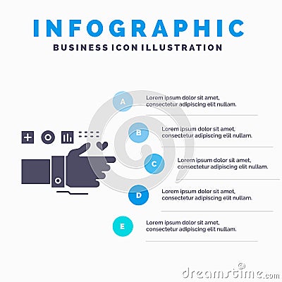 Monitoring, Technology, Fitness, Heart, Pulse Infographics Template for Website and Presentation. GLyph Gray icon with Blue Vector Illustration