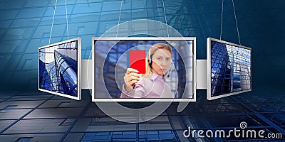 Monitors with business architecture background Stock Photo