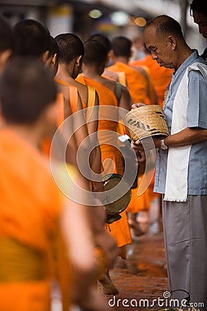 Monk Alms Giving Procession Editorial Stock Photo