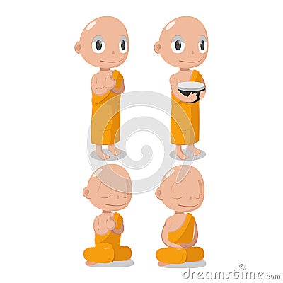 Monk Buddha Cartoon Cute Character Stock Photo