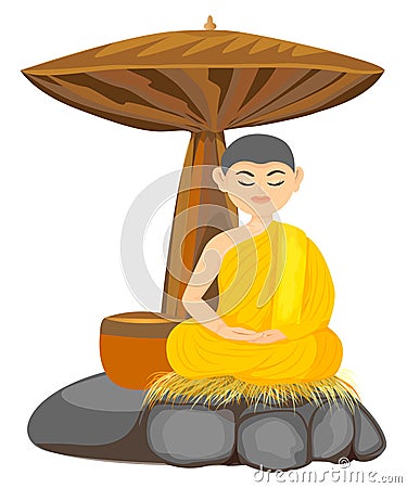 monk in Buddhism meditation vector design Vector Illustration