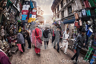 Monk at Kathmandu street Editorial Stock Photo