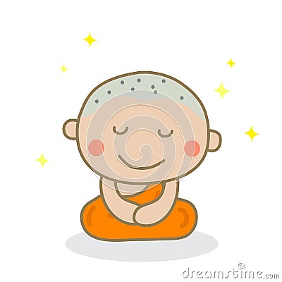 A monk meditating eyes closed. Vector Illustration