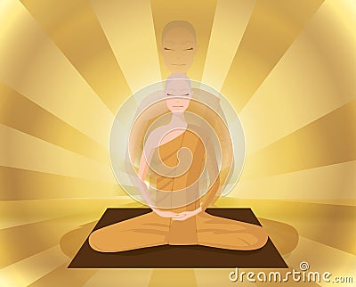 Monk meditation Vector Illustration