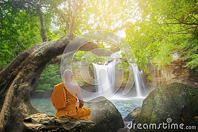 Monk practice meditation Editorial Stock Photo