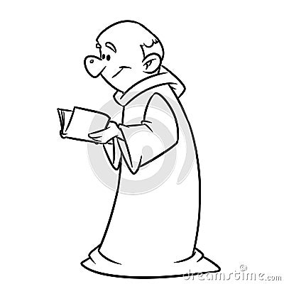 Monk priest preaching character illustration cartoon contour line Cartoon Illustration