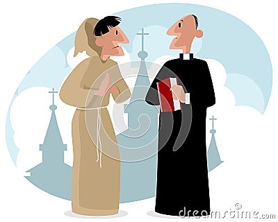 Monk and priest Vector Illustration