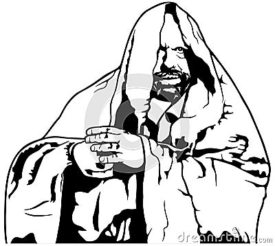 Monk in a Priests Robe Vector Illustration