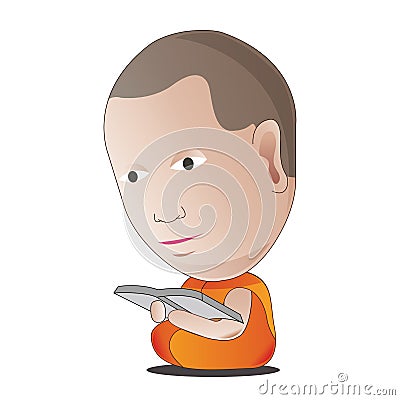 Monk read book to learn Dharma,to be guru and wisdom, illu Vector Illustration