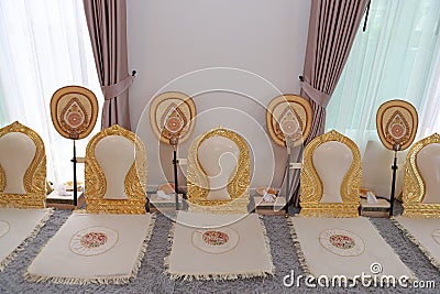 Monk seat in thai traditional ritual Stock Photo