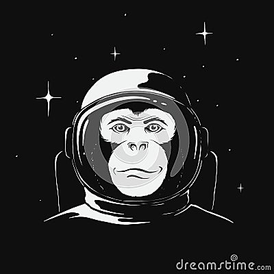 Monkey astronaut in space Vector Illustration